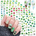 8Sheets St Patricks Day Nail Art Stickers 3D Holographic Shamrock Nails Stickers Self-Adhesive Deisgn Nail Decals Green Lucky Clover of Irish Nail Decorations for Women St. Patrick's Day Manicure Tips