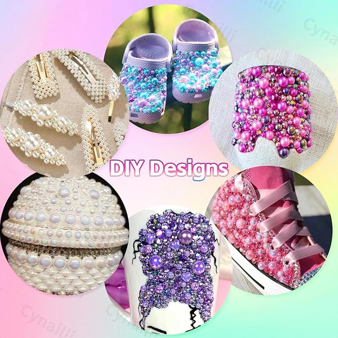 15 Grids Flatback Pearls for Crafting , 3mm-5mm Half Pearl Bedazzling Kit , Colorful Pearls Flatback Beads for DIY Nail Face Eyes Makeup Crafts Tumblers Bottles