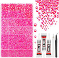 33000Pcs Rose Red AB Resin Jelly Rhinestones for Bedazzling, 2-6mm Flatback Gems for Diamond Art, Bedazzler Kit with 3Pcs 10ml B7000 Jewelry Glue for Crafting Crafts Shoes Nail Art
