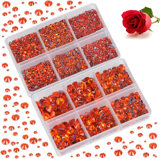 Bymitel Hotfix Crystal Rhinestones Round Gems for Crafts,Mixed 6 Sizes with Wax Pencil Kit, Hyacinth 1.6-6.3mm SS4-SS30/8000pcs