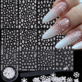 White Snowflake Nail Art Stickers 12PCS Christmas Winter Glitter Snowflakes Nail Decals with Tweezers 3D Charms Snow Flakes Stars Antlers Design Self-Adhesive Holiday Decoration Supplies for Women