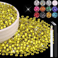 6000PCS 4mm Resin Rhinestones Bulk for Crafting (Lemon Yellow), Flatback Bedazzling Crystals for Crafts DIY Nail Decoration, Gems Charms for Tumbler Shoes Clothing Fabric with Pickup Pen and Tweezers