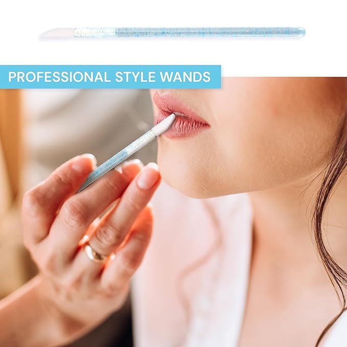 200 Pieces Disposable Lip Applicators – Lint-Free Versatile Doe Foot Makeup Wands for Lip Gloss, Lipstick, Lash Extensions, Beauty Starter Kits Essential (200 Brushes, Blue Crystal)