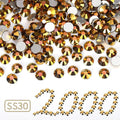 2000PCS Gold Rhinestones Bulk, Flat Back Crystal Glass Stone Round Gems,SS30, 6.4-6.6mm