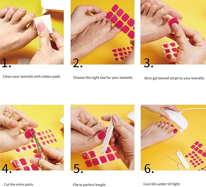 DANNI & TONI Semi Cured Gel Toenail Strips Amber (Sienna Glow) Silver Gel Toenail Stickers Ombre Pedi Wraps 37 Stickers
