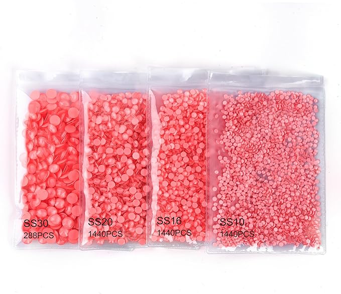 Blinginbox Flatback Rhinestones Round Gems, 1440pcs Luminous Series Glass Stones Neon Gems Non Hotfix Crystal Rhinestones for Nail Charms Crafts Clothes Tumblers,Living Coral Neon,SS20.