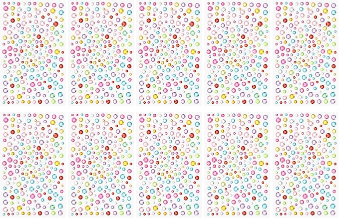PATIKIL 2090 Pcs Acrylic Gem Sticker, 4 Size 3/4/5/6mm Self Adhesive Rhinestones Face Gem Stones Bling Jewelry for Nail Art Craft Clothes DIY Makeup Decoration Party, Rainbow Color