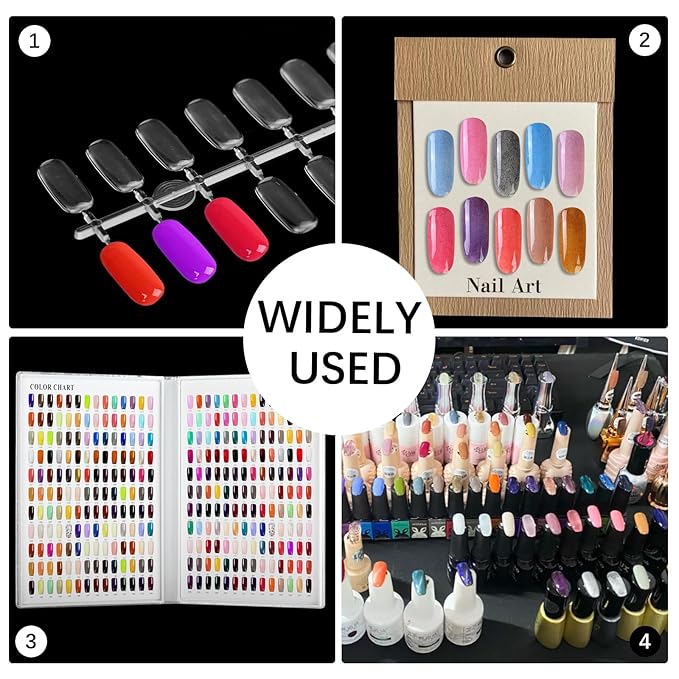 360PCS Flat Square Nail Tips for Nail Color Display Book, Color Display Chart Nail Display Card for Colorful Nail Polish DIY Training Practicing Displaying (Transparent)