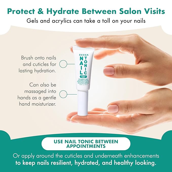 Zizia Forest Nail Tonic – Nail and Cuticle Oil with Squalane, Rice Protein, Jojoba – Natural Hinoki, Cedar, & Cypress Scent – Vegan, Cruelty Free Formula – Travel Essentials - 0.33 fl oz (10 ml)