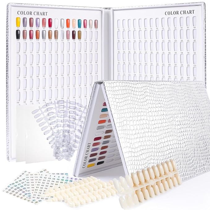 308 Colors Nail Swatches Book with 480 Nail Tips Nail Colors Book Professional Nail Display Chart Nail Gel Polish Practice Display Card Book for Nail Polish UV Gel,Nails Art Design
