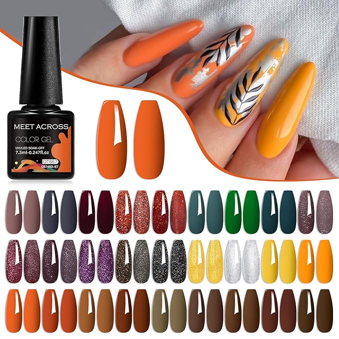 MEET ACROSS 27PCS Gel Nail Polish Set,27 Colors Gel Nail Kit Art Design Soak Off UV LED,Nail Art Design Gifts for Women