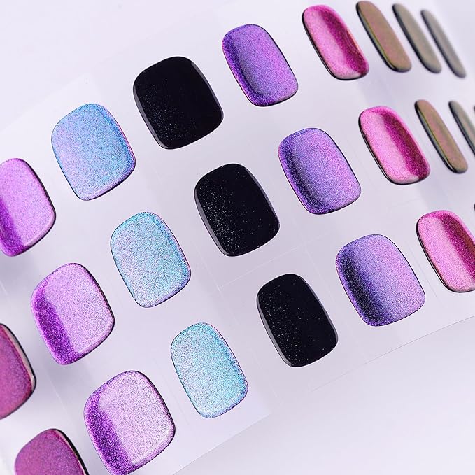 DANNI & TONI Semi Cured Gel Toenail Strips Chrome (Lapis Luster) Holographic Toe Nails Stickers Mirror Gel Pedi Wraps 37 Stickers
