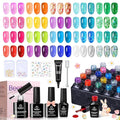 Beetles Jelly Gel Nail Polish Set - 20 Colors Spring Cat Eye Glitter Rainbow Soak Off UV LED Gel Nail Kit Pink Orange Blue with Base Matte Top Coat for DIY Nail Art Sunbeam Jelly Easter Gift for Women