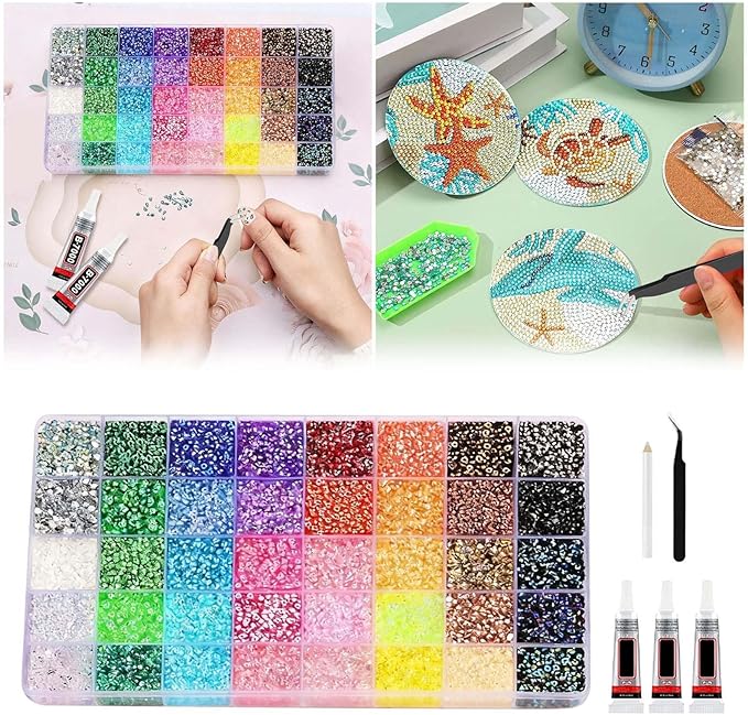40 Colors Resin Jelly Rhinestones for Bedazzling, 3mm 32000 Pcs Flatback Gems for Crafting, Bedazzling Kit with 3Pcs Glue for Clothing Shoes Nail Book Diamond Art (A1)