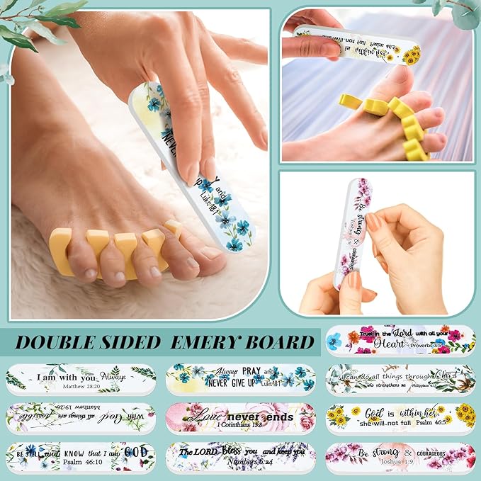 100 Pcs Christian Gifts for Women Bulk Religious Employee Appreciation Gift Christian Women's History Month Gift Bible Scripture Stocking Stuffers Emery Board Nail File Bulk for Staff Coworker