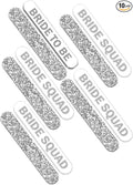 Bridal Survival Kit for Wedding Day - Set of 10 Silver Sparkle Bridal Party Nail Files (2) Bride to Be, (8) Bride Squad - Bulk Nail Kits for Party Favors - Emery Board (2BD8BSQ) SLV