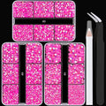 Resin Rhinestones Crafting, 2/3/4/5/6mm Flatback Jelly Rhinestones, 3 Box Hot Pink AB Non Hotfix Crystal Gems for Bedazzling Crafts Mugs Tumblers Clothes Makeup Nail