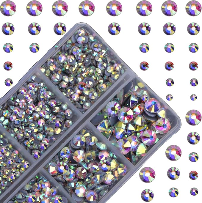 4000pcs Hot Fix Round Crystals Gems Glass Stones Hotfix Flat Back Rhinestones (Crystal AB)