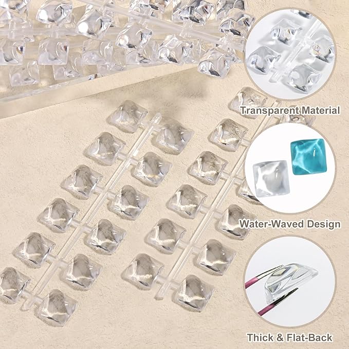 240Pcs Solid Square Nail Polish Swatches Display Cards Uneven Texture Crystal Clear Glassy Nail Color Swatch Dots Chart Tips for Nail Salon Training Practicing Beginners Professionals