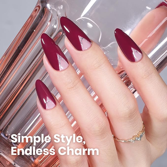 Beetles Burgundy Red Gel Polish – Classic Deep Wine Red Soak Off UV LED Burgundy Gel Nail Polish with Same-Color Bottle, Long Lasting for Salon & Home Manicure