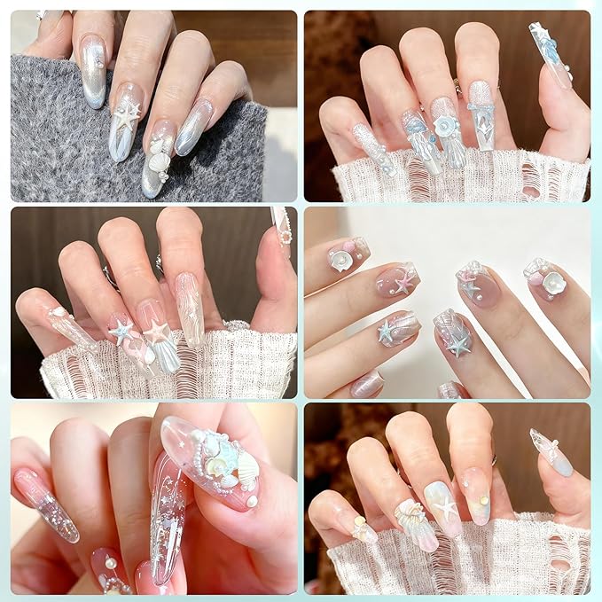 Biutee 3D Nail Molds for Nail Art, Sea Shell Silicone Nail Molds DIY Ocean Charms Nail Molds for 3D Sculpting Molding Gel Nail Desgin Nail Manicure Carved Mould Resin Epoxy Mold