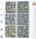 8000pcs Hotfix Rhinestones Flatback,Rhinestones for Crafts Clothes Mixed 6 Sizes, Hotfix Crystals with Wax Pencil Kit, SS3-SS12,Clear AB