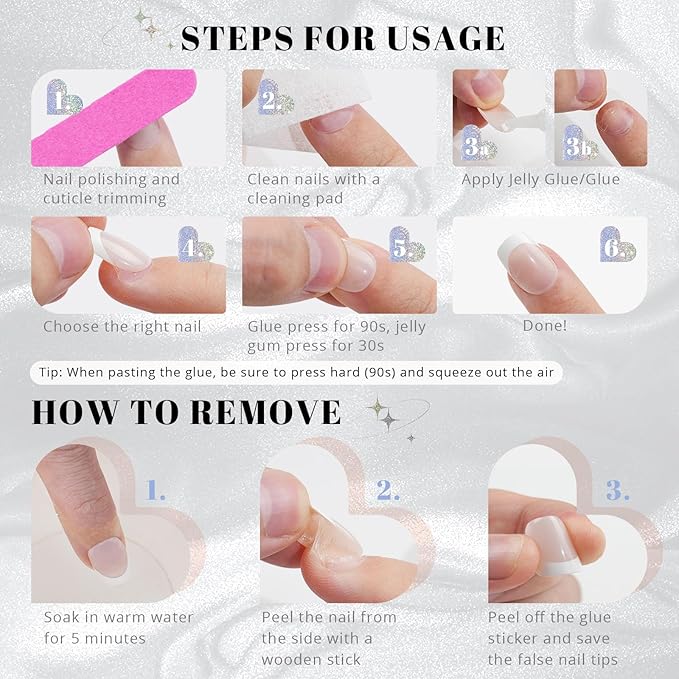 Press on Nails Short, Jofay Fashion Soft Gel Fake Nails, Rainbow Laser Purple Press on Nails, Reusable & Natural Acrylic False Nails, Stick on Nails for Women Girls Gift, Glue on Nails Kit 32 Pcs