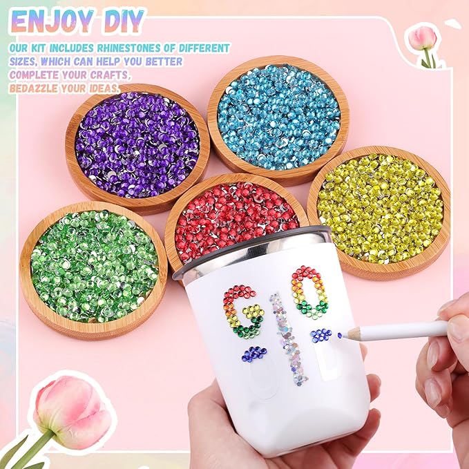 12600Pcs Resin Rhinestones for Bedazzling with B7000 Jewelry Glue, Multicolor 4mm Flatback Gems Rhinestones for Crafting, Clothing Tumblers Mugs Shoes Fabric Decor Nail Art