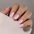 Press On Nails - Blush | Short Oval Light Pink Cat Eye, UV Finish Almond Nails, Salon Quality | 32 Nails, 16 Sizes Kit with Glue and Adhesive Tabs I Female Founded