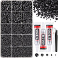 16000Pcs Resin Jelly Rhinestones for Crafting, Black Rhinestones Flatback Gems, Bedazzling Crystal with 3Pcs 10ml B7000 Jewelry Glue for DIY Crafts Clothing Tumblers Shoes Fabric Nail Art