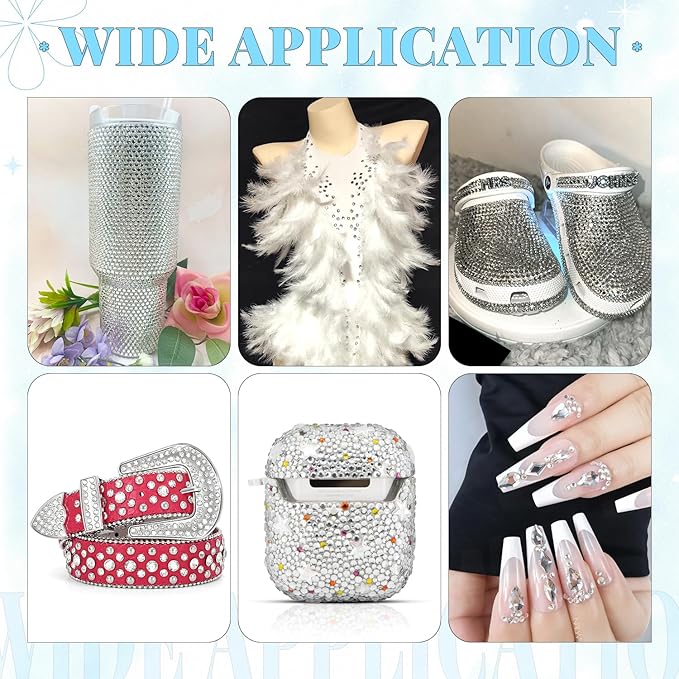 12000Pcs Resin Rhinestones for Bedazzling with 3Pcs B7000 Jewelry Glue, 2 Boxes Clear Flatback Rhinestones for Crafting Crafts DIY, Crystals Gems for Clothing Shoes Tumblers Nail Art Makeup