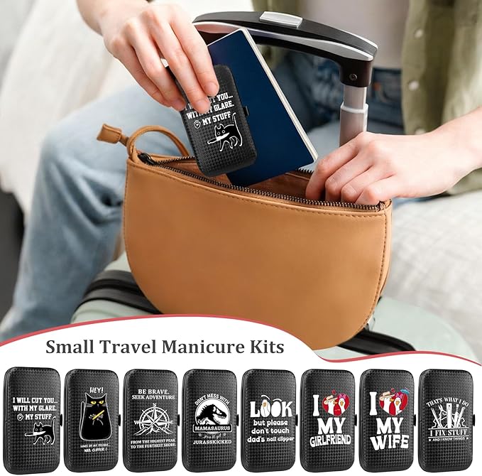 COSHAYSOO Personalized Mens Nail Grooming Kit 7 Pcs with Black Travel Case, Small Useful Funny Valentines Gifts for Coworker Male Manicure Set Nail Clipper Fingernail Care Tools