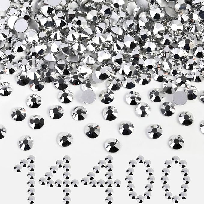 Beadsland Flatback Rhinestones Bulk,14400pcs Silver Rhinestones for Nails Crafts Clothes DIY Decoration, Silver Hematite, SS16, 3.8-4.0mm
