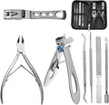 Ingrown Toenail Clippers for Seniors Thick Toenails, 7 Pcs Heavy Duty Large Pedicure Toe Nail Clipper Set with Wide Opening, Includes Nail Cutter, File, Lifter, Cuticle Pusher, Travel Case