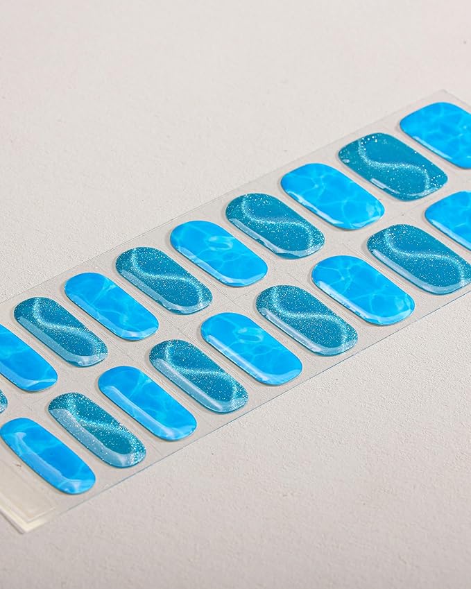 Cat Eye-Inspired 20pcs Semi Cured Gel Nail Strips - Salon-Grade DIY Wraps with Glaze Texture, Easy Application, UV Light Required for Stylish Nails
