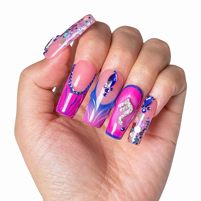 LOVFUL Short Press on Nails Scorpio Drama Club | Handmade Acrylic Press ons | Reusable Fake False Nails | Square Classic Regular 1.3in | H591-S