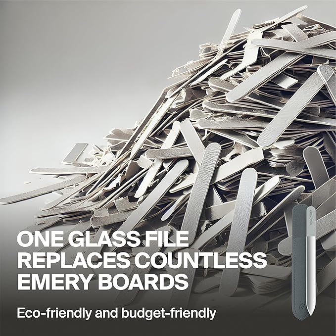 GERMANIKURE Glass Nail File in Suede Sleeve - Just Breathe - Professional Crystal Nail File for Natural Nails - Ideal Manicure & Pedicure Tool for Smooth, Easy Shaping - Nail Care Gift