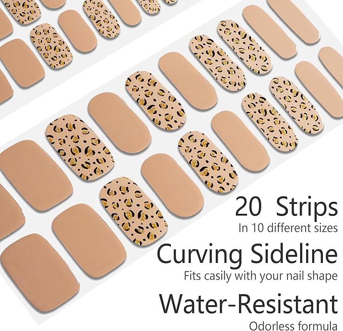 20pcs Semi Cured Gel Nail Strips Salon Quality DIY Wraps UV Light Required