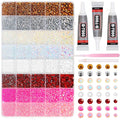 30000Pcs Rhinestones Bedazzling Kit, Pink White Red Sliver Gold Resin Rhinestones for Bedazzling, 2/3/4/5/6mm Flatback Gems for Crafts, Bedazzling Kit for Clothing Shoes DIY Face Makeup Tumblers