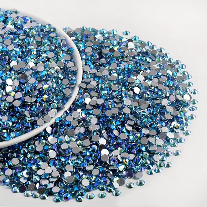 Beadsland Flatback Rhinestones Bulk, 2880pcs Rhinestones for Nails Crafts Clothes DIY Decoration, Aquamarine AB, SS30, 6.3-6.5mm