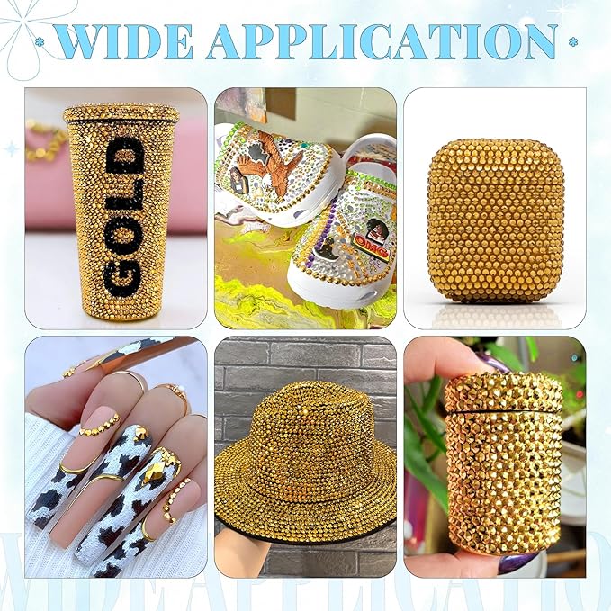 12000Pcs Resin Rhinestones for Bedazzling with 3Pcs B7000 Jewelry Glue, 2 Boxes Mine Gold Flatback Rhinestones for Crafting Crafts DIY, Crystals Gems for Clothing Shoes Tumblers Nail Art Makeup