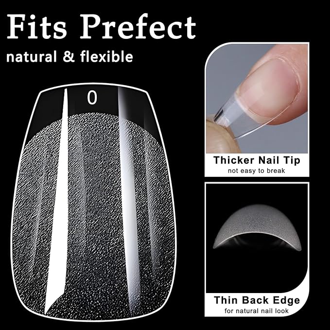 AddFavor 600pcs Short Coffin Nail Tips, Soft Gel Nail Tips x Short Ballerina Clear Fake Nails Full Cover Acrylic Nails Tips for Extension Nail Manicure Salon Home DIY