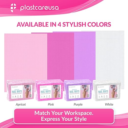 Disposable Nail Mats 50 Pcs - Salon Paper Towel and Table Cover for Nail Tech - 3 Ply Waterproof Manicure Prep Pads - Acrylic Art Supplies and Accessories (Pink)