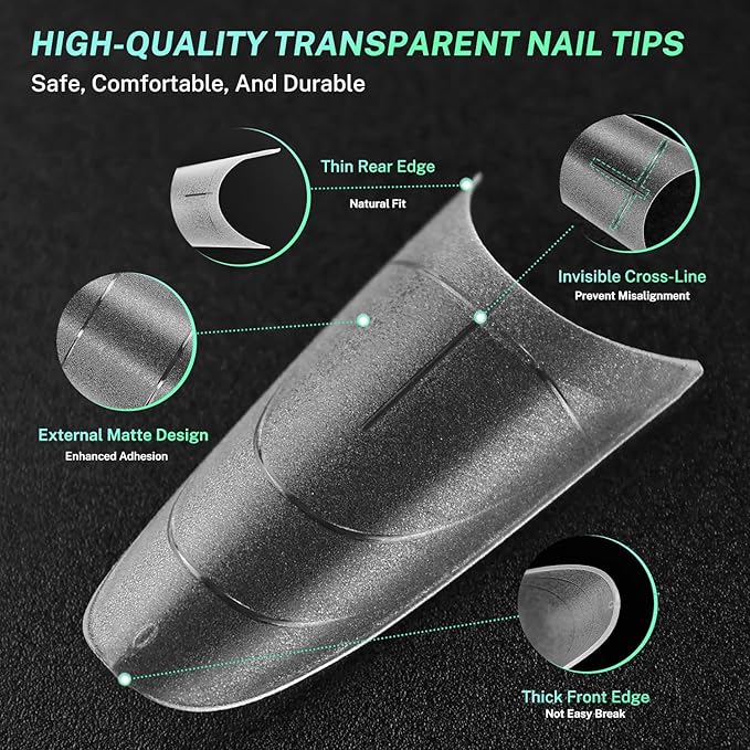JODSONE Medium Oval Fake Press on Nails Pre-shape Round Gel for Half Cover Acrylic Round Oval Extension Nail Tips for DIY at Home 12 Sizes 360Pcs