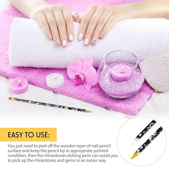 20 Pcs Rhinestone Picker Pen Set, 16 Yellow and White Self Adhesive Nail Dotting Wax Pen with 4 Triangular Bead Separator, Crystal Pick up Tools for Nail Art Diamond Painting