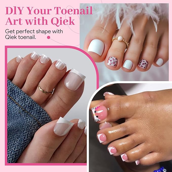 Soft Toe Nail Gel Tips 240 Pcs Full Cover Square Press Ons Clear False Toenails, Pre-Buffed Double Matte Press on Toenails, 15 Sizes Artificial Acrylic Toe Nails Extensions for Home DIY Salon