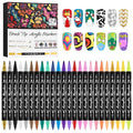 24 Colors Nail Art Markers Set, Kalolary 3D Nail Art Pens Double-headed Nail Point Graffiti Dotting Pen Quick-Drying Drawing Painting Liner Brush for DIY Nail Art Home & Salon Manicure Tools