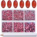 Bymitel Hotfix Crystal Rhinestones Round Gems for Crafts,Mixed 6 Sizes with Wax Pencil Kit, Rose1.3-3.2mm(SS3-SS12/8000pcs)