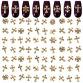 Gold Cross Nail Charms – 100 Pcs Set Gold Nail Charms and Gems in Acrylic & Metal Alloy, Durable 3D Cross Shapes for Trendy & Artistic Designs – Easy-to-Apply Accessories for Eye-Catching Manicures