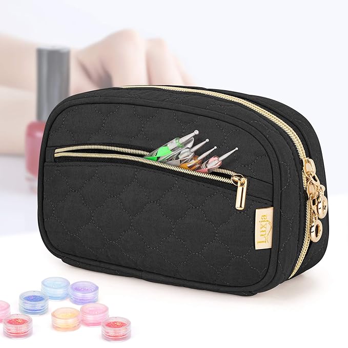 LUXJA Nail Polish Case - Holds 10 Bottles (15ml - 0.5 fl.oz), Nail Polish Organizer with Zipper Pockets (Bag Only), Black